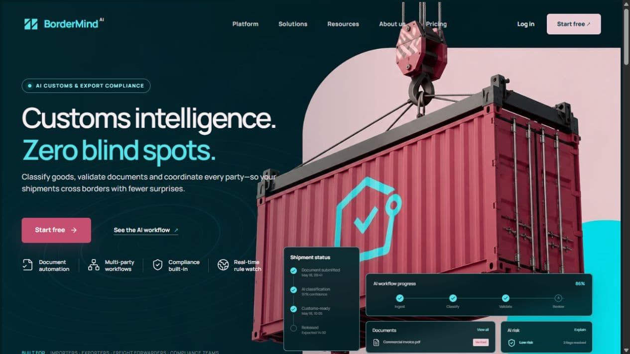 BorderMind AI landing page