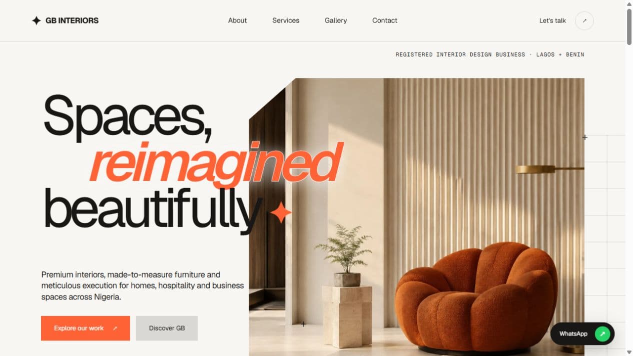 GB Interiors landing page